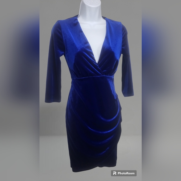 LULUS Royal Blue Velvet Bodycon Dress Small - Picture 6 of 12